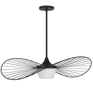 HomeRoots 34" Black Aluminum Geometric Wavy LED Pendant Light – Dimmable, Modern Design for Indoor & Outdoor Use 683460