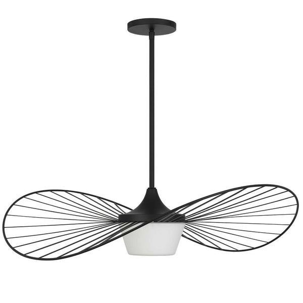 HomeRoots 34" Black Aluminum Geometric Wavy LED Pendant Light – Dimmable, Modern Design for Indoor & Outdoor Use 683460