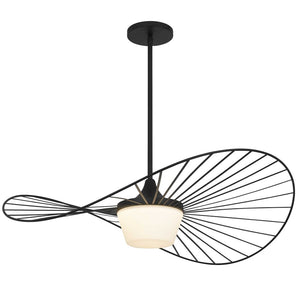 HomeRoots 34" Black Aluminum Geometric Wavy LED Pendant Light – Dimmable, Modern Design for Indoor & Outdoor Use 683460