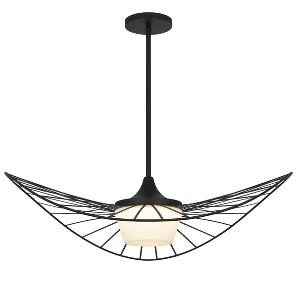 HomeRoots 34" Black Aluminum Geometric Wavy LED Pendant Light – Dimmable, Modern Design for Indoor & Outdoor Use 683460