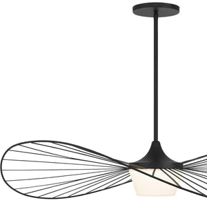 HomeRoots 44" Black Aluminum Geometric Wavy LED Pendant Light - Dimmable, Modern, Weather-Resistant Design 683461