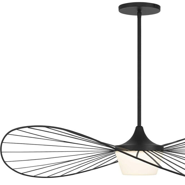 HomeRoots 44" Black Aluminum Geometric Wavy LED Pendant Light - Dimmable, Modern, Weather-Resistant Design 683461