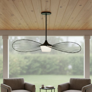 HomeRoots 44" Black Aluminum Geometric Wavy LED Pendant Light - Dimmable, Modern, Weather-Resistant Design 683461