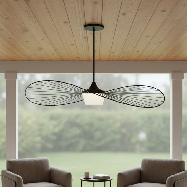 HomeRoots 44" Black Aluminum Geometric Wavy LED Pendant Light - Dimmable, Modern, Weather-Resistant Design 683461