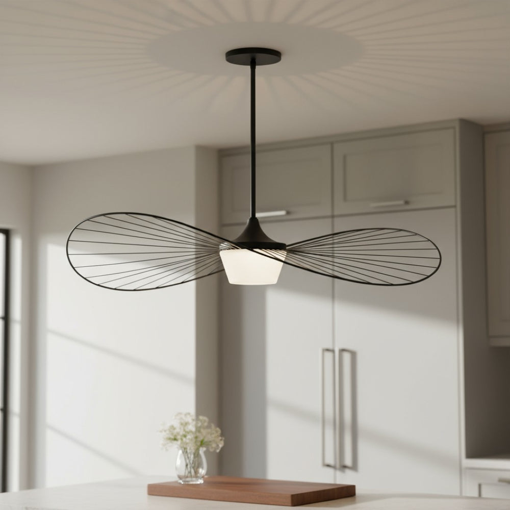 HomeRoots 44" Black Aluminum Geometric Wavy LED Pendant Light - Dimmable, Modern, Weather-Resistant Design 683461