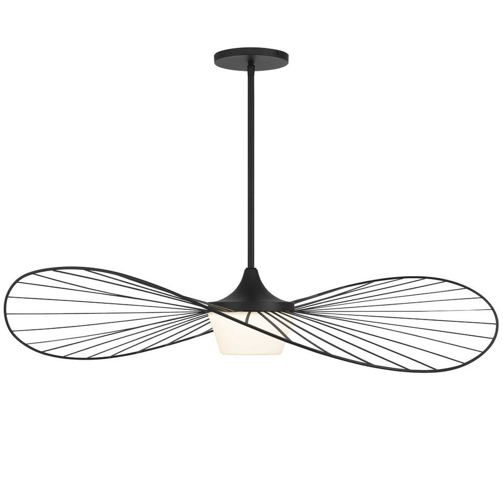 HomeRoots 44" Black Aluminum Geometric Wavy LED Pendant Light - Dimmable, Modern, Weather-Resistant Design 683461
