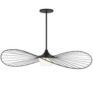 HomeRoots 44" Black Aluminum Geometric Wavy LED Pendant Light - Dimmable, Modern, Weather-Resistant Design 683461