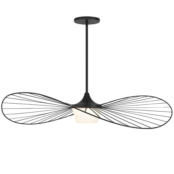 HomeRoots 44" Black Aluminum Geometric Wavy LED Pendant Light - Dimmable, Modern, Weather-Resistant Design 683461