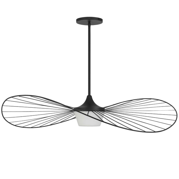 HomeRoots 44" Black Aluminum Geometric Wavy LED Pendant Light - Dimmable, Modern, Weather-Resistant Design 683461