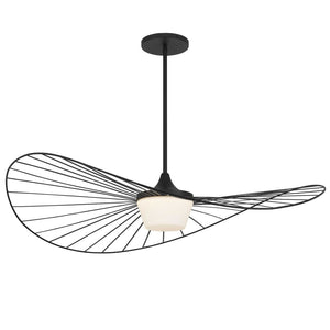 HomeRoots 44" Black Aluminum Geometric Wavy LED Pendant Light - Dimmable, Modern, Weather-Resistant Design 683461