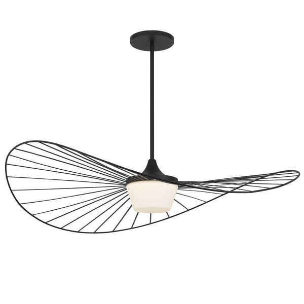 HomeRoots 44" Black Aluminum Geometric Wavy LED Pendant Light - Dimmable, Modern, Weather-Resistant Design 683461