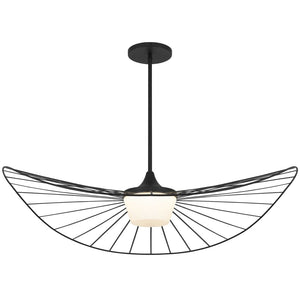 HomeRoots 44" Black Aluminum Geometric Wavy LED Pendant Light - Dimmable, Modern, Weather-Resistant Design 683461