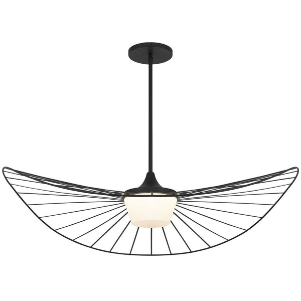 HomeRoots 44" Black Aluminum Geometric Wavy LED Pendant Light - Dimmable, Modern, Weather-Resistant Design 683461
