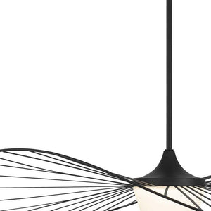 HomeRoots 44" Black Aluminum Geometric Wavy LED Pendant Light - Dimmable, Modern, Weather-Resistant Design 683461