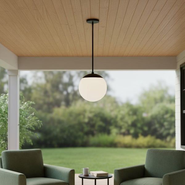 HomeRoots 10" Frosted LED Globe Pendant Light - Dimmable, Stylish, Weather-Resistant for Indoor/Outdoor Use 683462