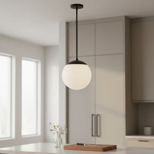 HomeRoots 10" Frosted LED Globe Pendant Light - Dimmable, Stylish, Weather-Resistant for Indoor/Outdoor Use 683462