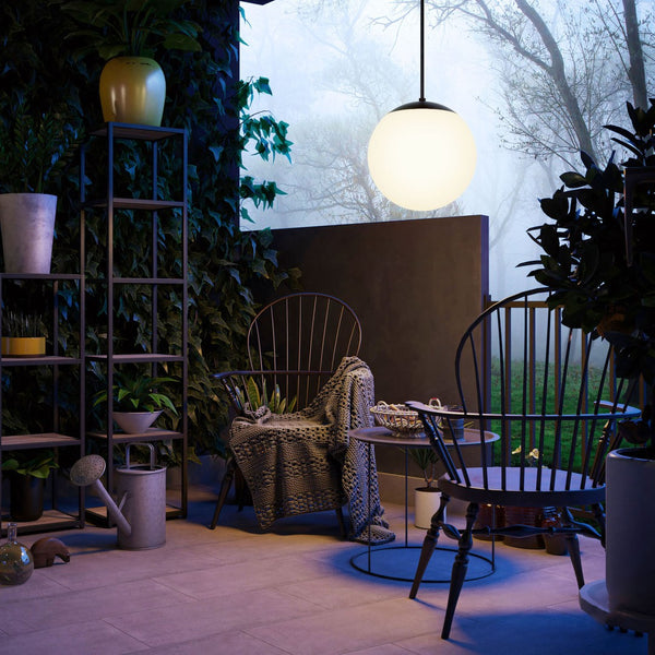 HomeRoots Black Frosted LED Dimmable Outdoor Hanging Pendant Light - Modern Style for Patios & Porches 683463