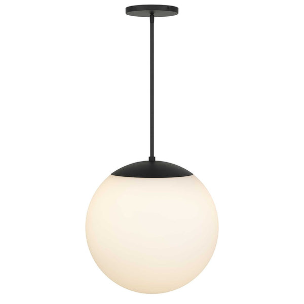 HomeRoots Black Outdoor Hanging Light - Dimmable Frosted LED Globe Pendant with Modern Black & White Design 683464