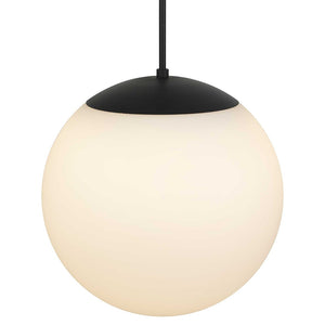 HomeRoots Black Outdoor Hanging Light - Dimmable Frosted LED Globe Pendant with Modern Black & White Design 683464