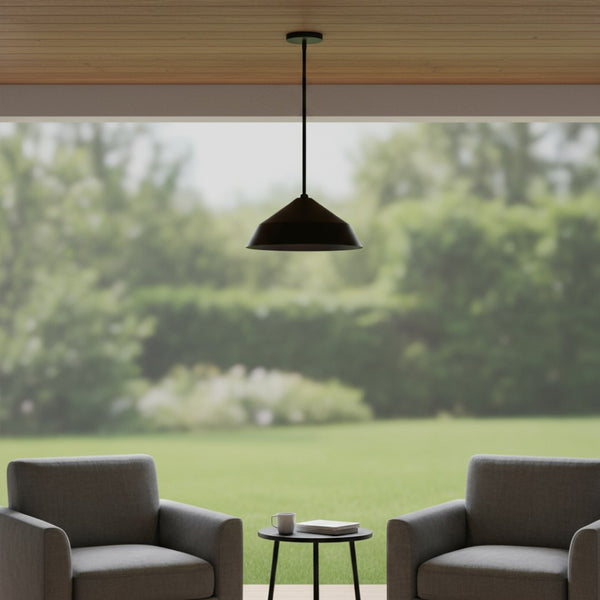 HomeRoots Black Frosted LED Pendant Light - Dimmable Outdoor Fixture with Modern Design for Patios & Porches 683465