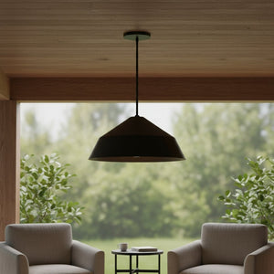 HomeRoots 22" Black Aluminum Geometric LED Pendant Light - Dimmable, Weather-Resistant, Modern Design for Indoors & Outdoors 683466