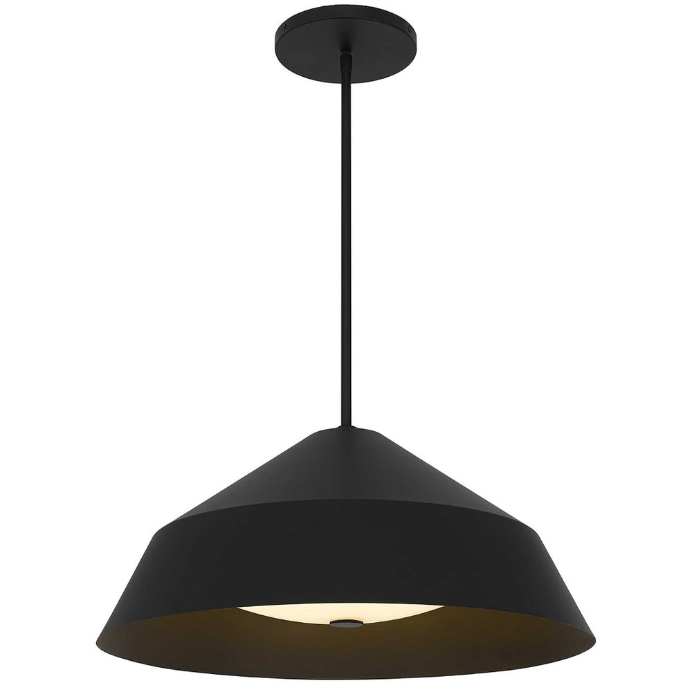 HomeRoots 22" Black Aluminum Geometric LED Pendant Light - Dimmable, Weather-Resistant, Modern Design for Indoors & Outdoors 683466