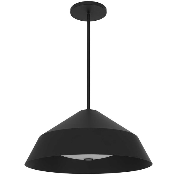 HomeRoots 22" Black Aluminum Geometric LED Pendant Light - Dimmable, Weather-Resistant, Modern Design for Indoors & Outdoors 683466
