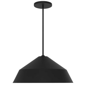 HomeRoots 22" Black Aluminum Geometric LED Pendant Light - Dimmable, Weather-Resistant, Modern Design for Indoors & Outdoors 683466