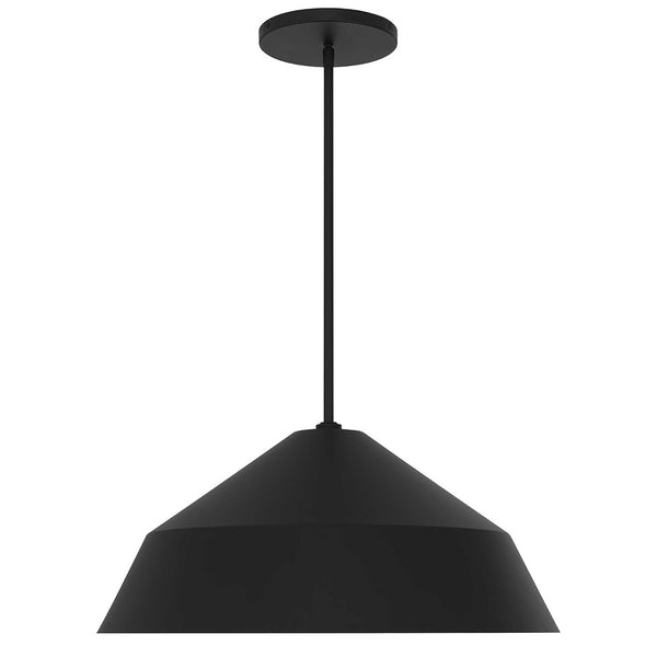 HomeRoots 22" Black Aluminum Geometric LED Pendant Light - Dimmable, Weather-Resistant, Modern Design for Indoors & Outdoors 683466