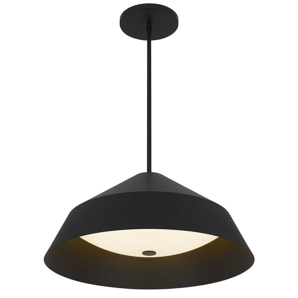 HomeRoots 22" Black Aluminum Geometric LED Pendant Light - Dimmable, Weather-Resistant, Modern Design for Indoors & Outdoors 683466