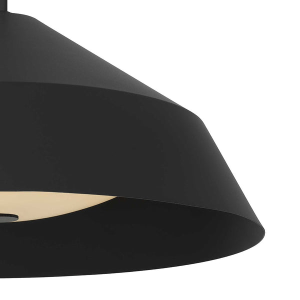 HomeRoots 22" Black Aluminum Geometric LED Pendant Light - Dimmable, Weather-Resistant, Modern Design for Indoors & Outdoors 683466