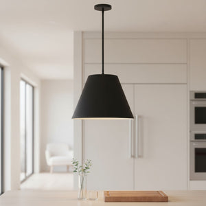 HomeRoots 16" Sleek Black Aluminum Cone LED Pendant Light - Dimmable, Weather-Resistant, Modern Design for Indoors & Outdoors 683467