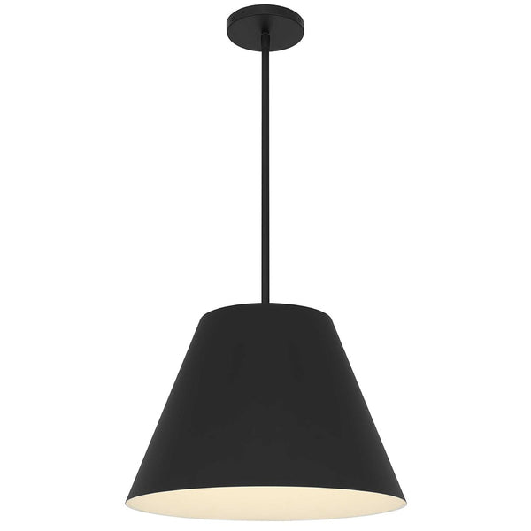 HomeRoots 16" Sleek Black Aluminum Cone LED Pendant Light - Dimmable, Weather-Resistant, Modern Design for Indoors & Outdoors 683467
