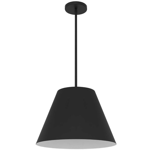 HomeRoots 16" Sleek Black Aluminum Cone LED Pendant Light - Dimmable, Weather-Resistant, Modern Design for Indoors & Outdoors 683467