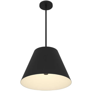 HomeRoots 16" Sleek Black Aluminum Cone LED Pendant Light - Dimmable, Weather-Resistant, Modern Design for Indoors & Outdoors 683467