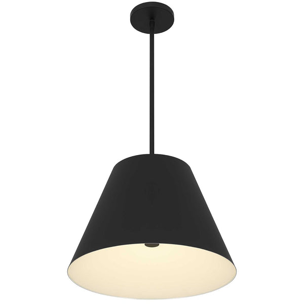 HomeRoots 16" Sleek Black Aluminum Cone LED Pendant Light - Dimmable, Weather-Resistant, Modern Design for Indoors & Outdoors 683467