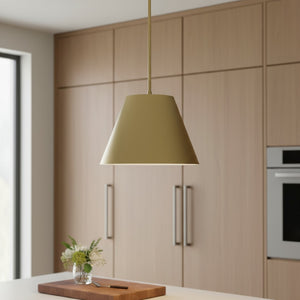 HomeRoots 16" Antique Gold Cone Pendant Light – Dimmable LED for Outdoor/Indoor Elegance & Durability 683468