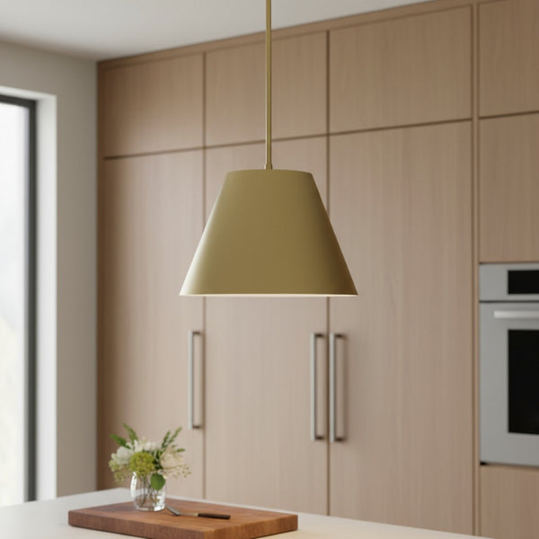 HomeRoots 16" Antique Gold Cone Pendant Light – Dimmable LED for Outdoor/Indoor Elegance & Durability 683468