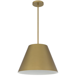 HomeRoots 16" Antique Gold Cone Pendant Light – Dimmable LED for Outdoor/Indoor Elegance & Durability 683468