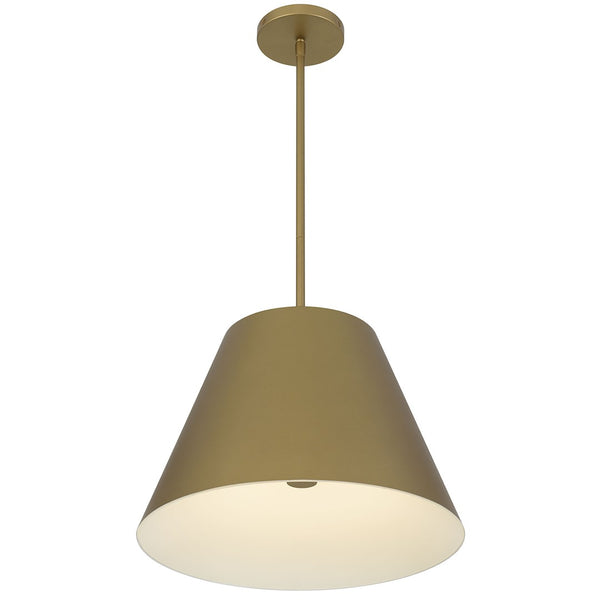 HomeRoots 16" Antique Gold Cone Pendant Light – Dimmable LED for Outdoor/Indoor Elegance & Durability 683468