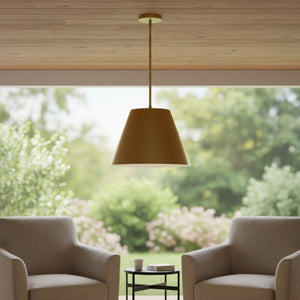 HomeRoots 16" Antique Gold Cone Pendant Light – Dimmable LED for Outdoor/Indoor Elegance & Durability 683468