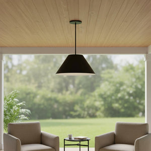 HomeRoots 22" Black Aluminum Cone Pendant Light - Dimmable LED Fixture for Modern Outdoor & Indoor Spaces 683469