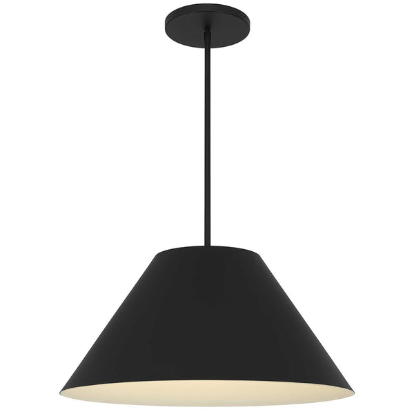 HomeRoots 22" Black Aluminum Cone Pendant Light - Dimmable LED Fixture for Modern Outdoor & Indoor Spaces 683469