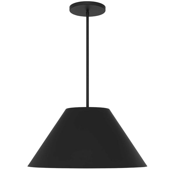 HomeRoots 22" Black Aluminum Cone Pendant Light - Dimmable LED Fixture for Modern Outdoor & Indoor Spaces 683469