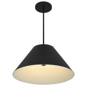 HomeRoots 22" Black Aluminum Cone Pendant Light - Dimmable LED Fixture for Modern Outdoor & Indoor Spaces 683469