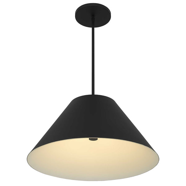 HomeRoots 22" Black Aluminum Cone Pendant Light - Dimmable LED Fixture for Modern Outdoor & Indoor Spaces 683469