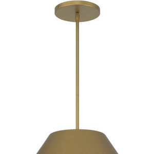 HomeRoots 22" Antiqued Brass Cone LED Pendant Light - Dimmable Outdoor & Indoor Fixture for Modern Spaces 683470