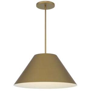 HomeRoots 22" Antiqued Brass Cone LED Pendant Light - Dimmable Outdoor & Indoor Fixture for Modern Spaces 683470
