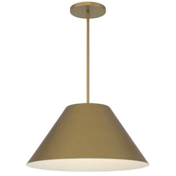 HomeRoots 22" Antiqued Brass Cone LED Pendant Light - Dimmable Outdoor & Indoor Fixture for Modern Spaces 683470