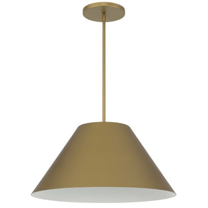 HomeRoots 22" Antiqued Brass Cone LED Pendant Light - Dimmable Outdoor & Indoor Fixture for Modern Spaces 683470